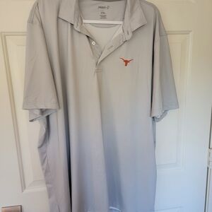 johnnie-O Light Gray Polo with University Of Texas Longhorn Burnt Orange